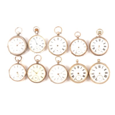 Lot 67 - Ten silver cased open faced pocket watches, varying condition.
