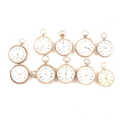 Lot 66 - Ten silver cased open faced pocket watches, varying condition.