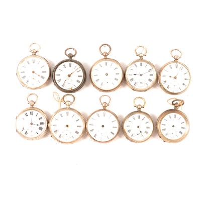 Lot 68 - Ten silver cased open faced pocket watches, varying condition.