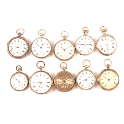 Lot 70 - Ten silver cased open faced pocket watches, varying condition.