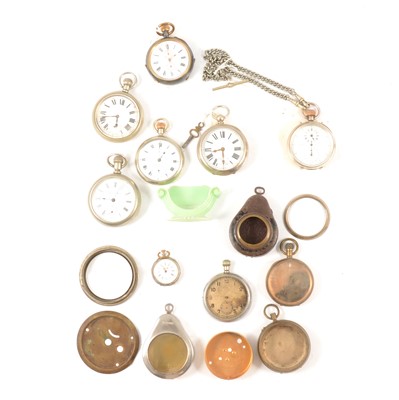 Lot 106 - Six silver plated open faced pocket watches, etc.