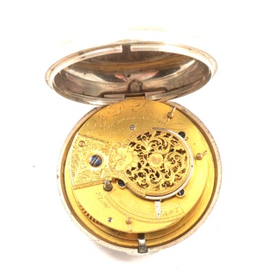 Lot 11 - Silver pair cased pocket watch, London 1825