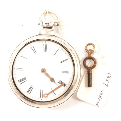 Lot 22 - Silver pair cased pocket watch, London 1857