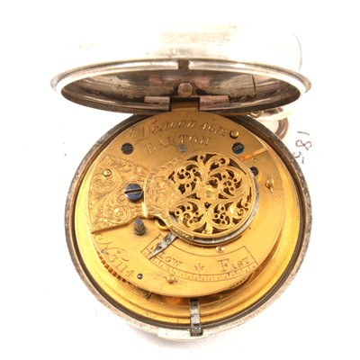 Lot 22 - Silver pair cased pocket watch, London 1857