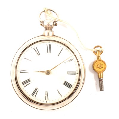 Lot 21 - Silver pair cased pocket watch, London 1834