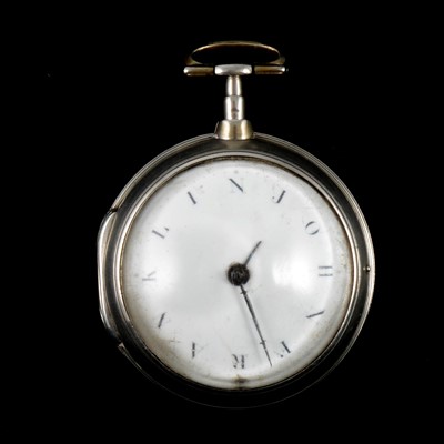 Lot 23 - Silver pair cased pocket watch, London 1800