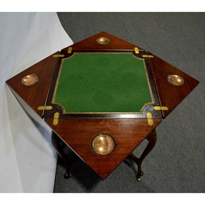 Lot 410 - Edwardian mahogany and marquetry envelope games table