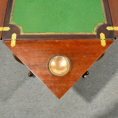 Lot 410 - Edwardian mahogany and marquetry envelope games table