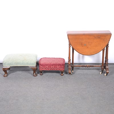 Lot 572 - Victorian walnut Sutherland table and two stools