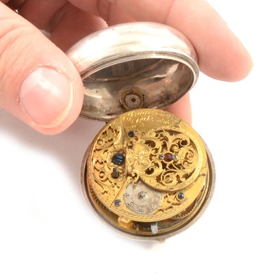 Lot 25 - White metal pair cased pocket watch, 18th Century