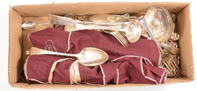 Lot 250 - Quantity of matched Georgian silver flatware.