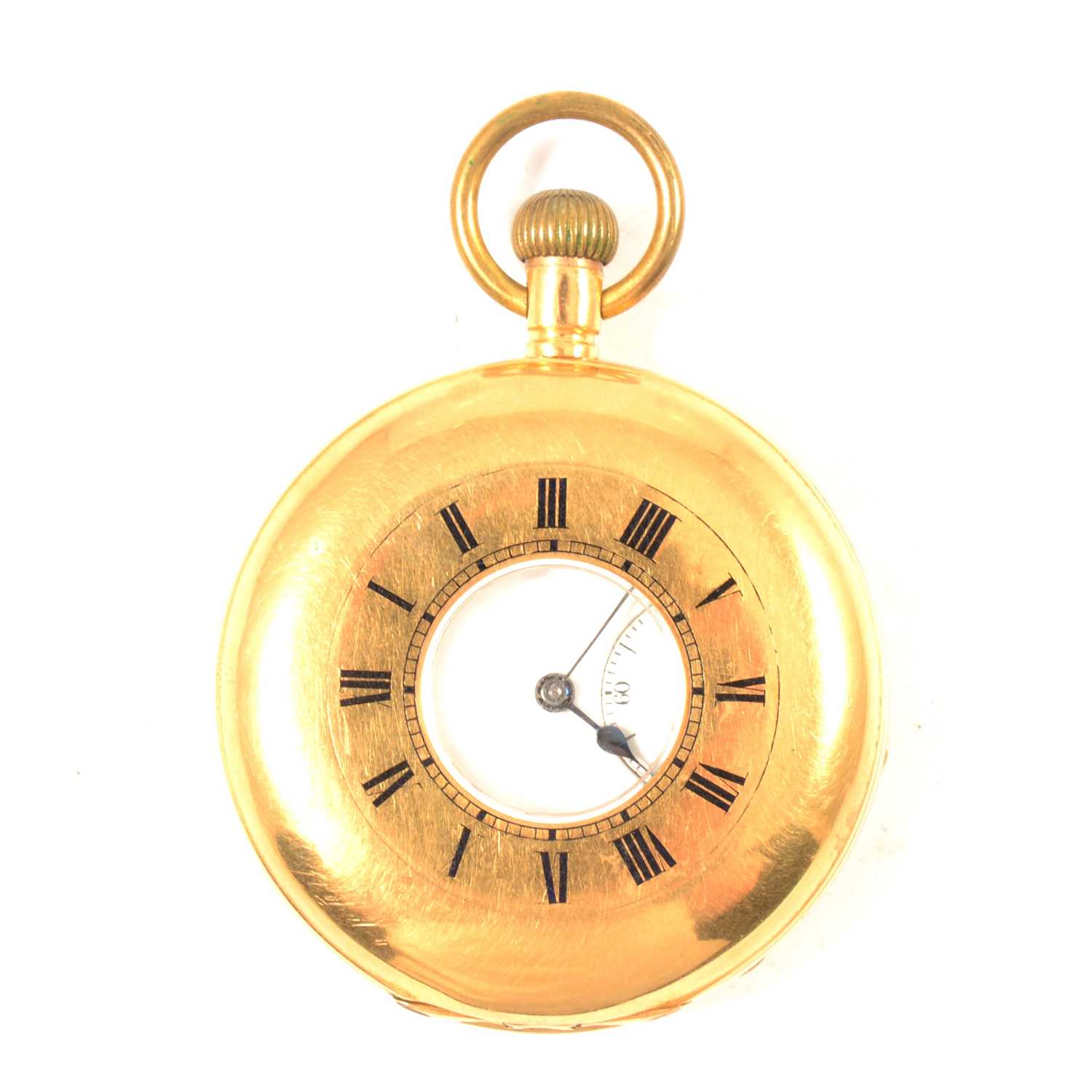 Lot 180 - 18K gold case half hunter pocket watch