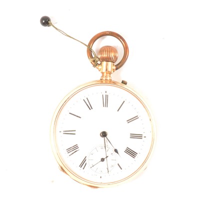 Lot 183 - Yellow metal cased open face pocket watch