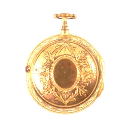 Lot 185 - Gold plated pair cased pocket watch, 18th Century