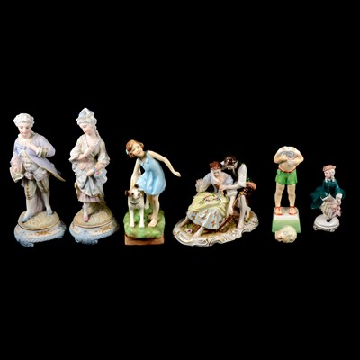 Lot 39 - Royal Worcester figurines and candlesnuffers, and other Continental figurines