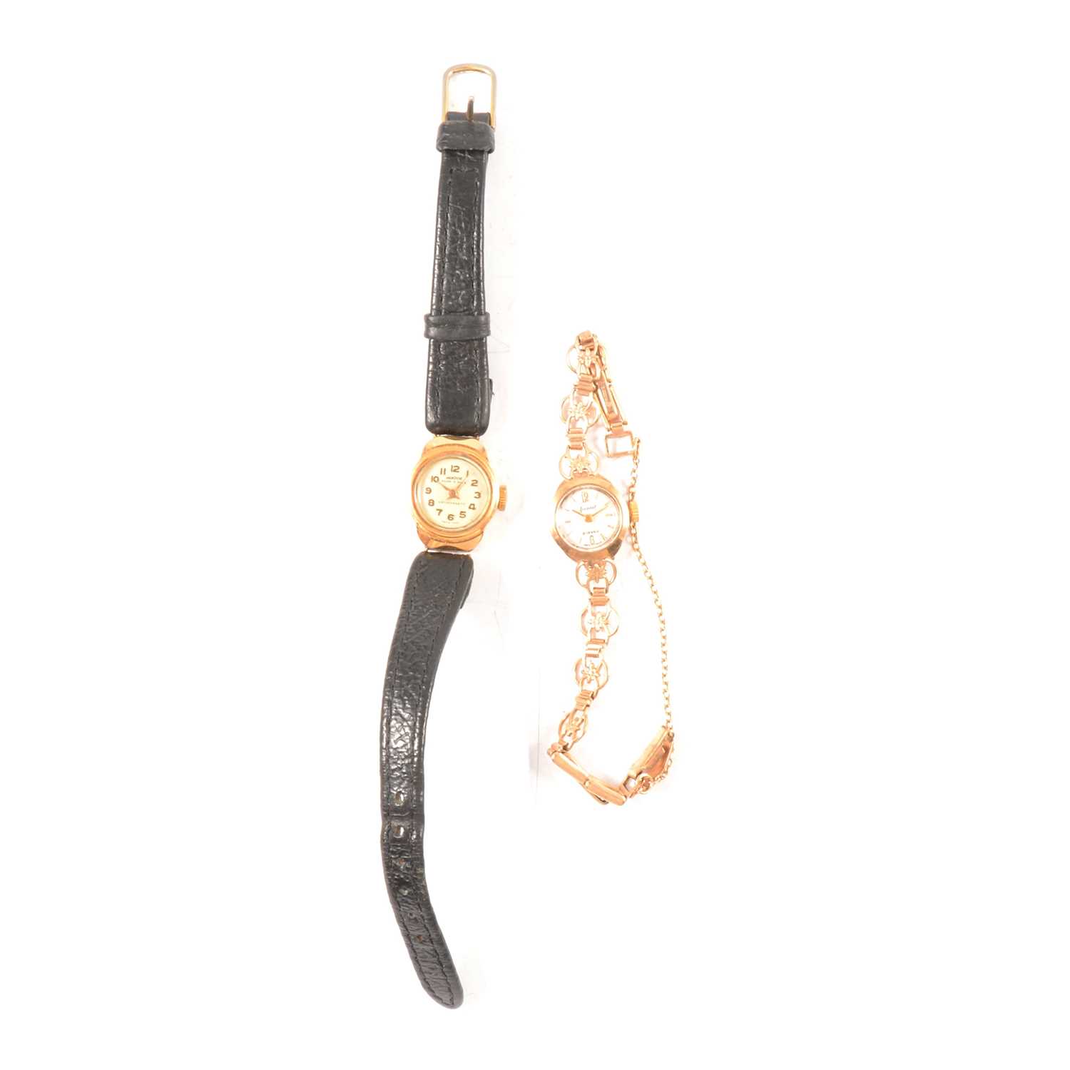 Lot 393 - Two lady's yellow metal / gold wristwatches.