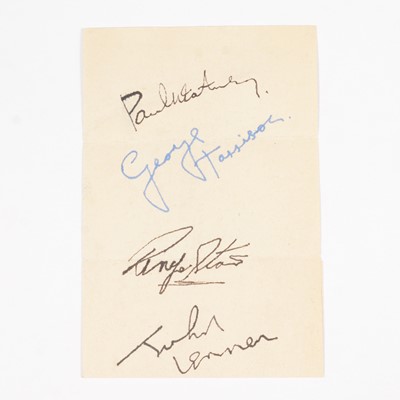 Lot 218 - The Beatles; a set of four signatures on one sheet