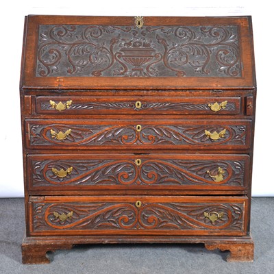 Lot 386 - George III oak bureau