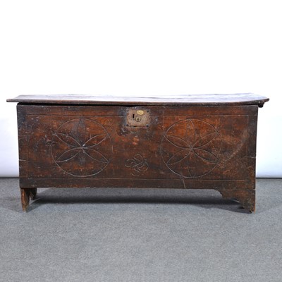 Lot 557 - Joined oak six plank coffer