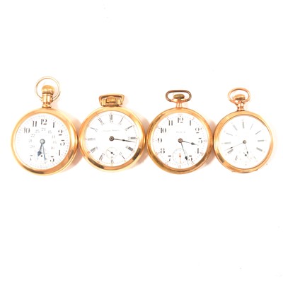 Lot 187 - Four American gold plated open faced pocket watches
