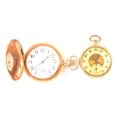 Lot 188 - Two American gold plated pocket watches