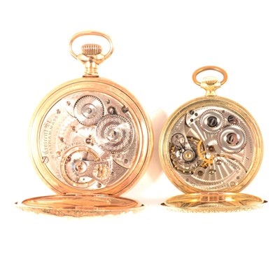 Lot 188 - Two American gold plated pocket watches