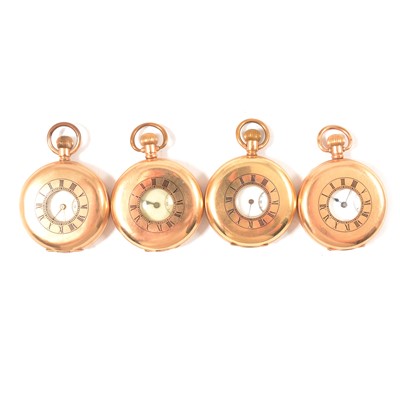 Lot 190 - Four gold plated half hunter cased pocket watches