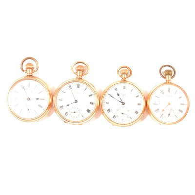 Lot 197 - Four gold plated open faced pocket watches