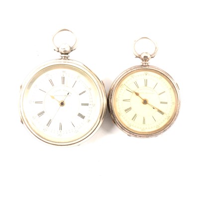 Lot 82 - Two Silver cased chronograph pocket watches