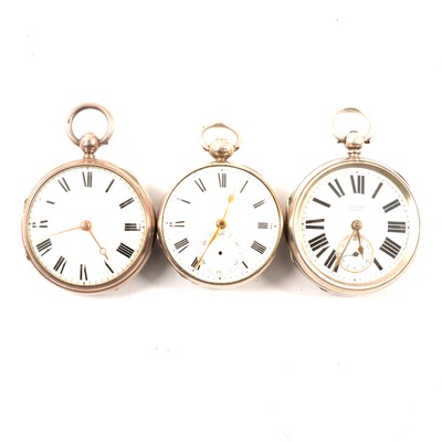 Lot 84 - Three silver cased open faced pocket watches