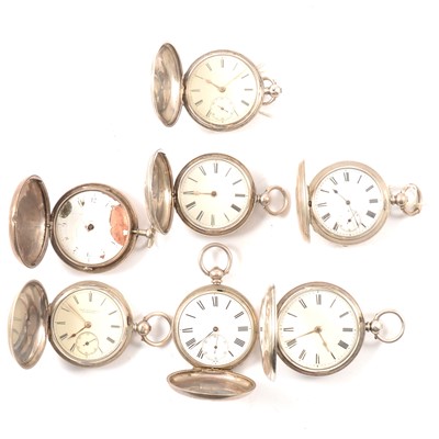 Lot 95 - Seven silver hunter cased pocket watches
