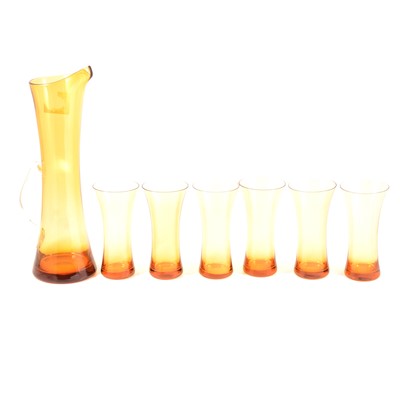 Lot 37 - A Mid-Century vintage amber glass lemonade set