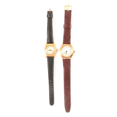 Lot 254 - Two vintage 9ct gold cases wristwatches