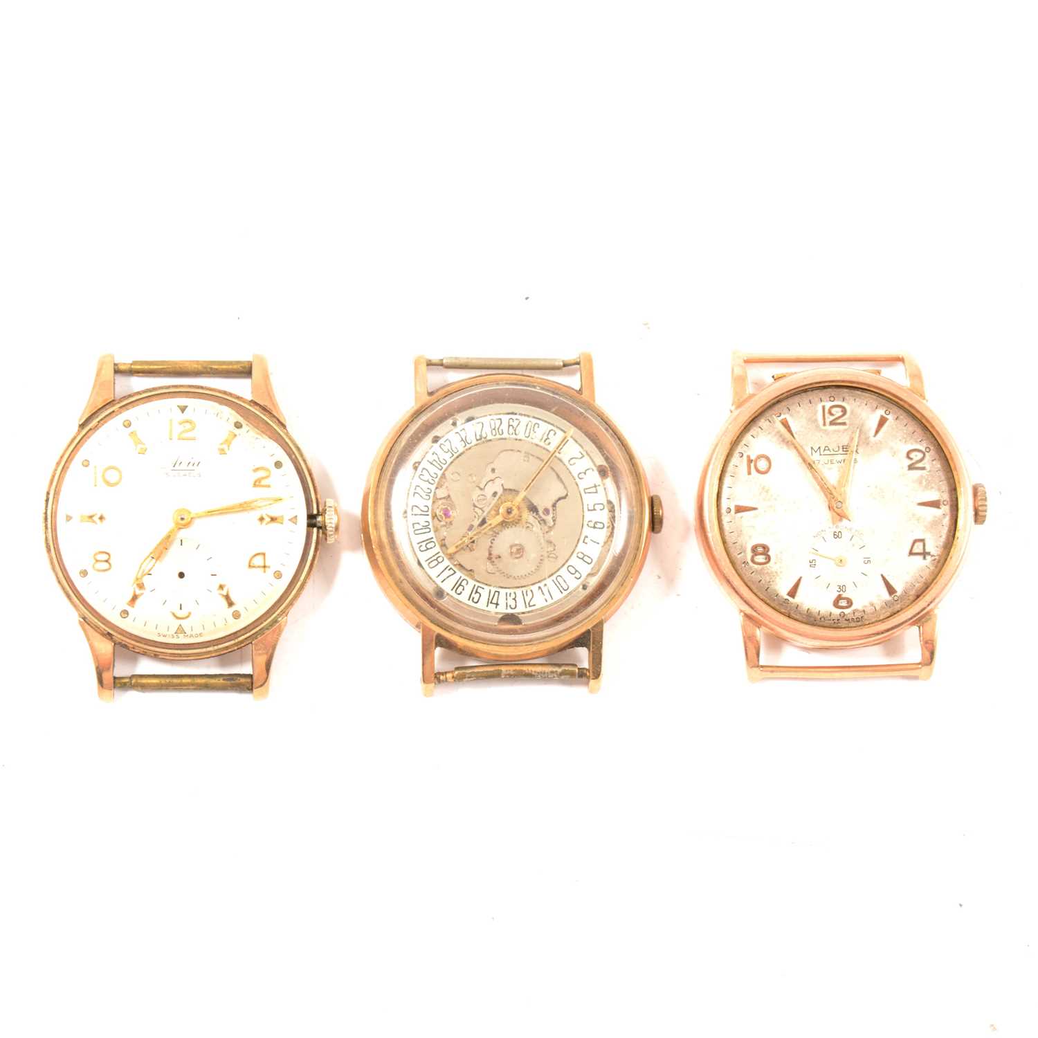 Lot 290 - Three vintage 9ct gold cased wristwatches