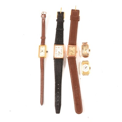 Lot 267 - Five vintage gold cased wristwatches