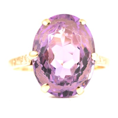 Lot 240 - A 9 carat gold amethyst dress ring.