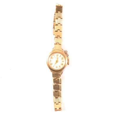 Lot 272 - Vintage lady's wristwatch, 9ct gold case and bracelet strap