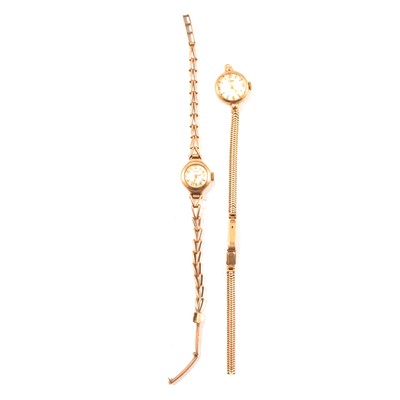 Lot 270 - Two vintage lady's wristwatches, 9ct gold cases and bracelet straps