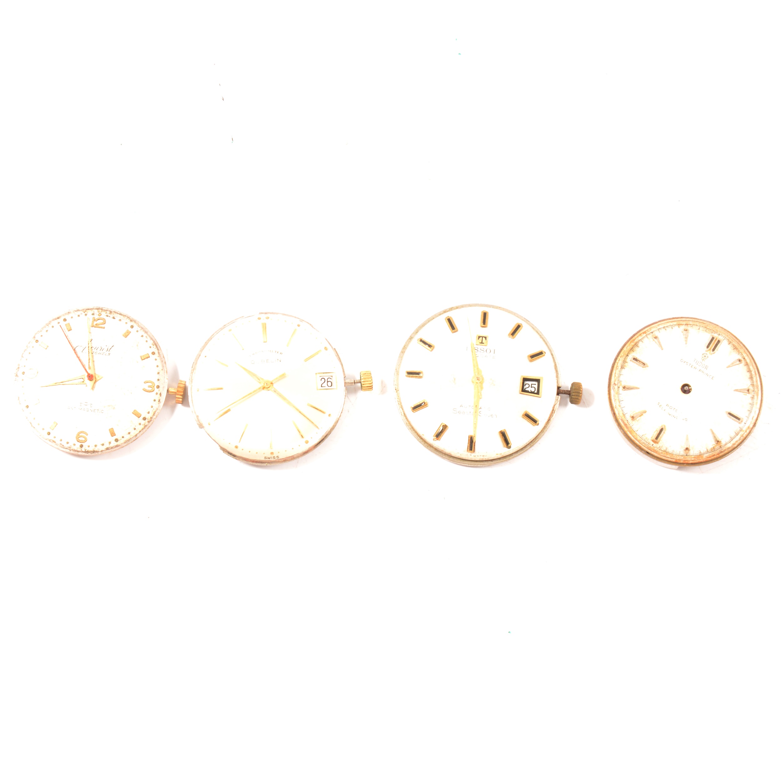 Lot 294 Four vintage watch movements and dials,