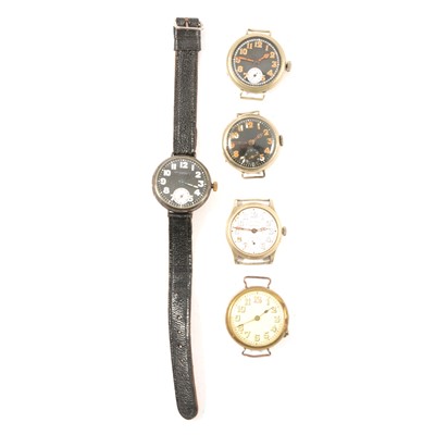 Lot 240 - Five metal cased trench watches