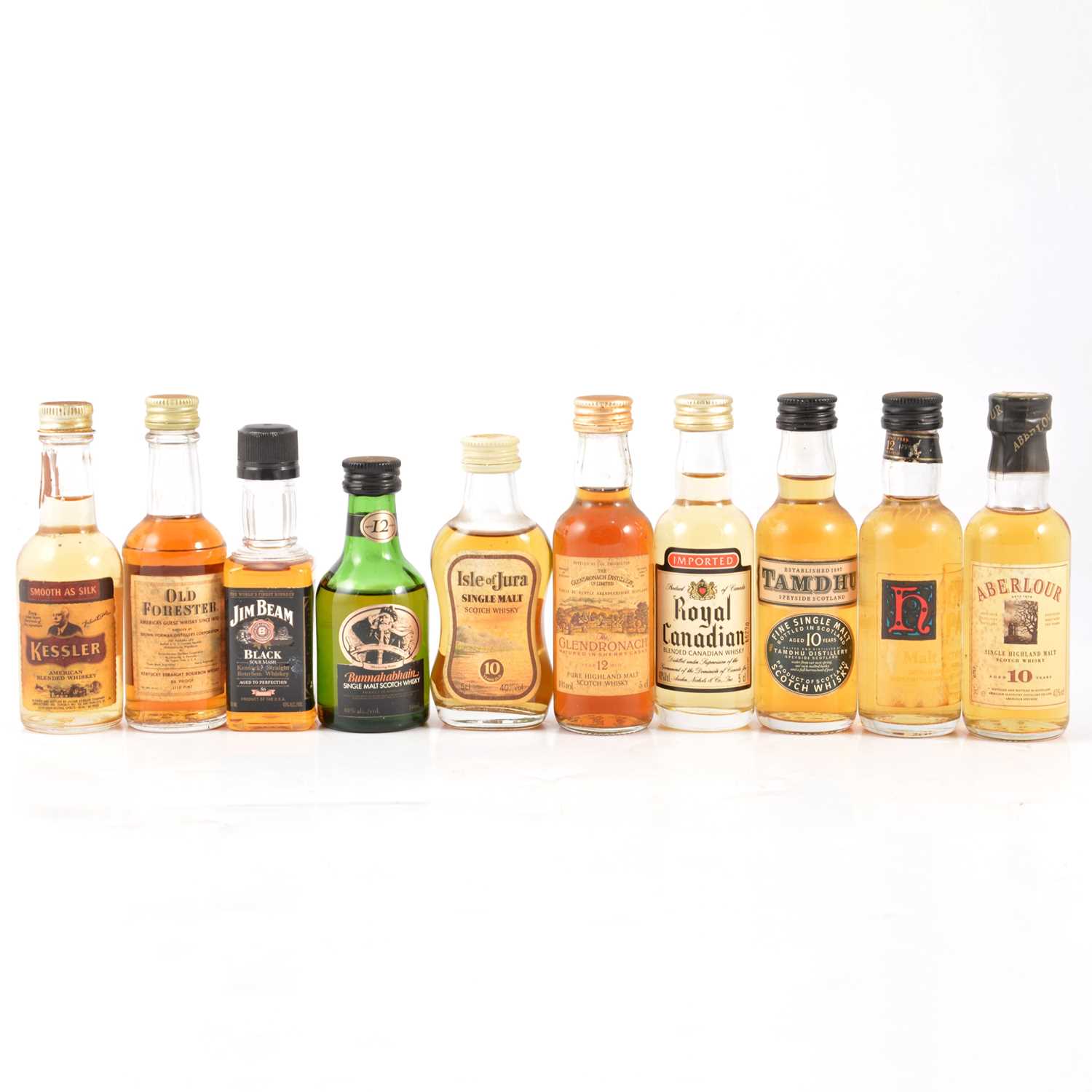 Lot 205 - Collection of assorted miniatures, mostly whisky, some single malts, blends, and American