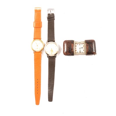 Lot 315 - Movado Ermeto travel or purse watch and two wristwatches