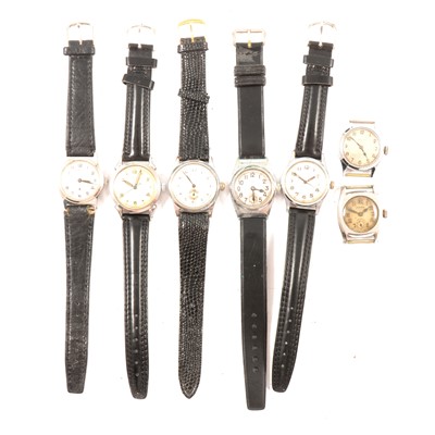 Lot 316 - Seven steel cased "sports" watches