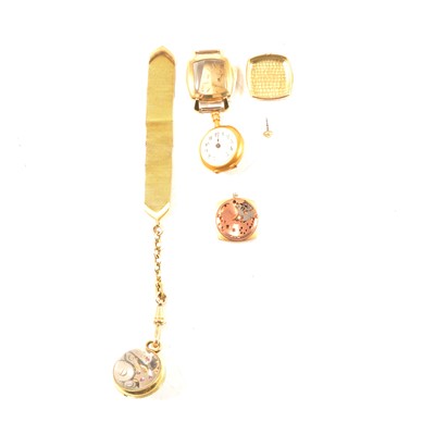 Lot 278 - Omega Ladymatic 14k gold cased wristwatch, miniature fob watch and a ball pendant watch