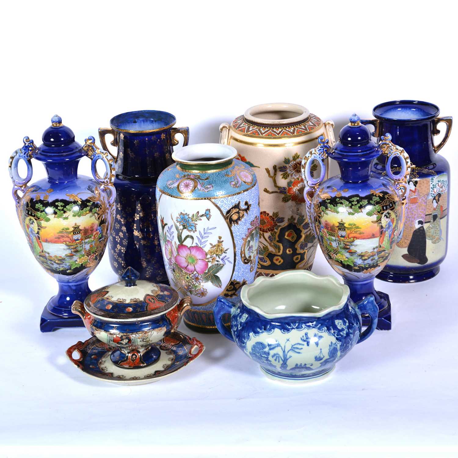 Lot 65 - Japanese Satsuma pottery vase, and various other ceramics.