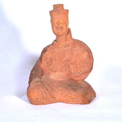 Lot 168 - Han dynasty pottery figure of seated court attendant