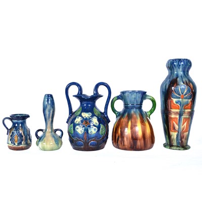 Lot 35 - Five Flemish earthenware vases and jugs.