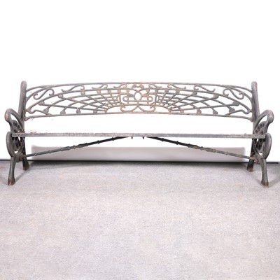 Lot 264 - Art Nouveau pattern cast iron garden bench