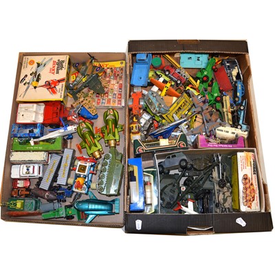 Lot 1084 - Two trays of die-cast models and vehicles including Dinky Toys Shado etc