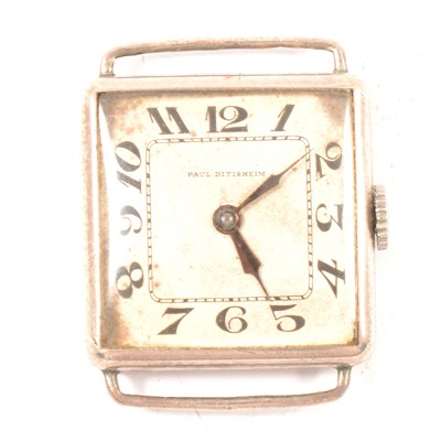 Lot 289 - Art Deco silver cased wristwatch, Paul Ditisheim